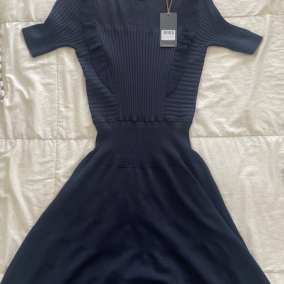 Scotch and Soda Pointelle Knit Dress Color: Night Melange Size L - Picture 8 of 11